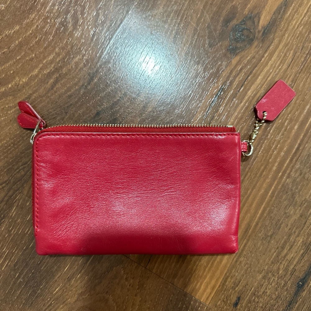 COACH Double Zip wallet clutch Red Currant color - Picture 2 of 10